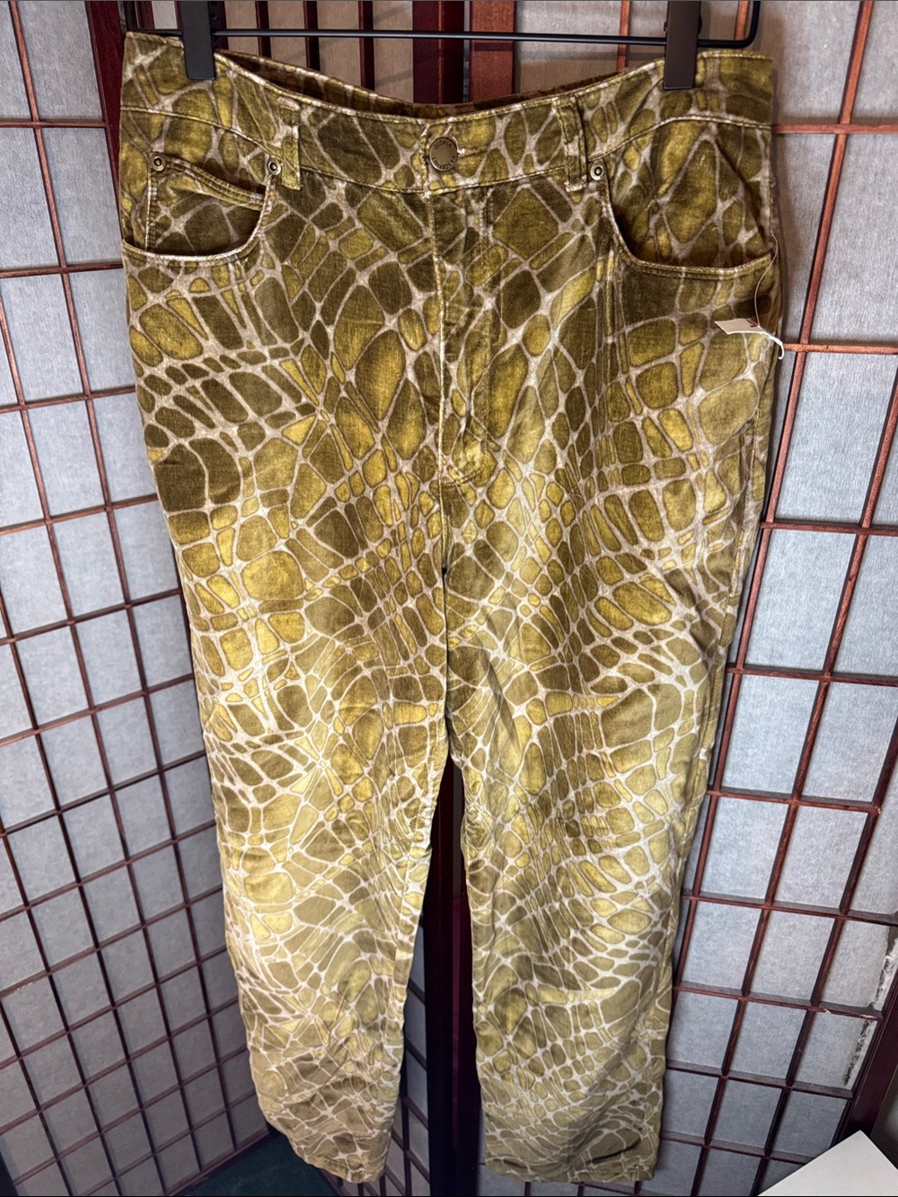 Olive Green Patterned Women's Pants